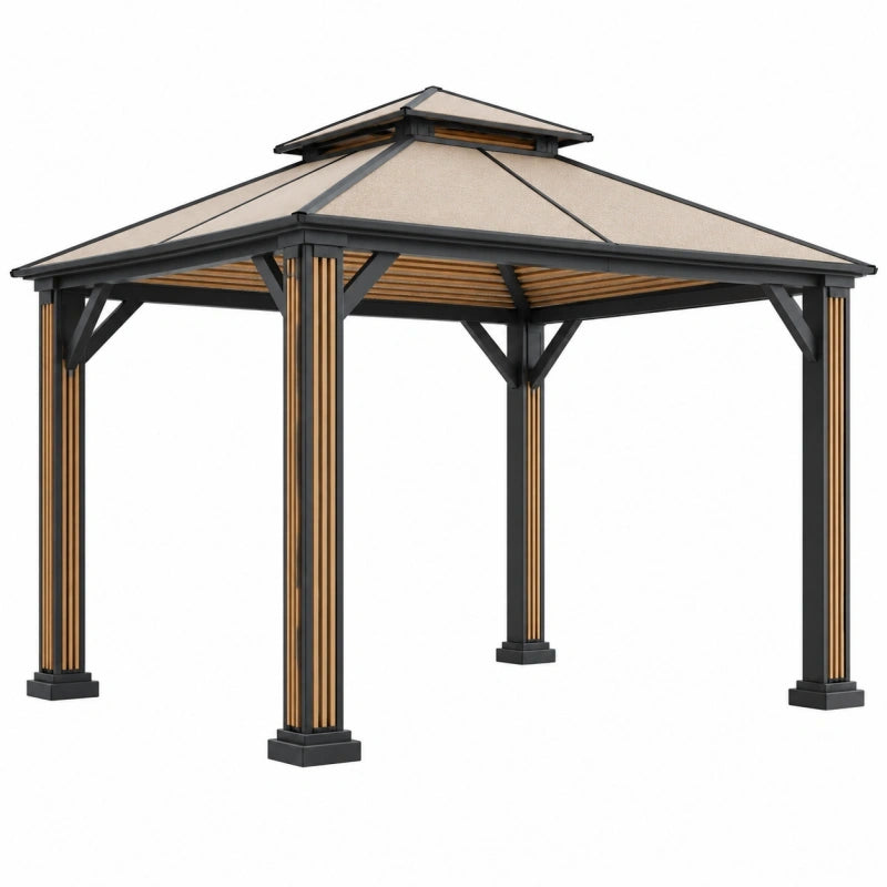 Gartenpavillon 300 x 300 x 285 cm Metall Beige Schwarz mit Doppeldach