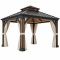 Gartenpavillon 300 x 300 cm Metall Schwarz mit Vorhängen für Außenbereich