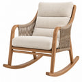 Schaukelstuhl 75 x 100 x 100 cm Holz Natur Beige mit Seilgeflecht und Polsterung