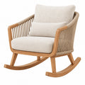 Schaukelstuhl 95 x 75 x 90 cm aus Holz und Seilgeflecht in Naturbeige mit Polsterung
