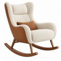Schaukelstuhl 100 x 78 x 105 cm in Creme/Braun mit Bouclé-Bezug und Holzgestell