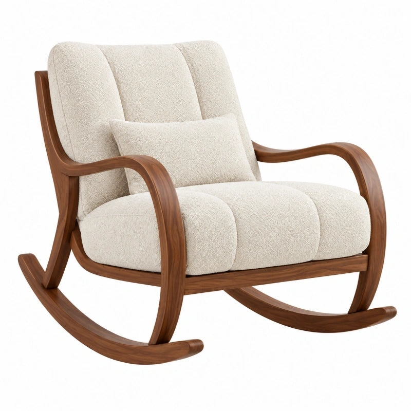 Schaukelstuhl 110 x 75 x 100 cm Holz Beige Bouclé Wohnzimmer