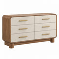 Kommode 140 x 45 x 85 cm Holzwerkstoff Walnuss Beige mit 6 Schubladen Modern