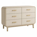 Kommode 120 x 45 x 85 cm aus Holzwerkstoff Beige mit 6 Schubladen geriffelter Front