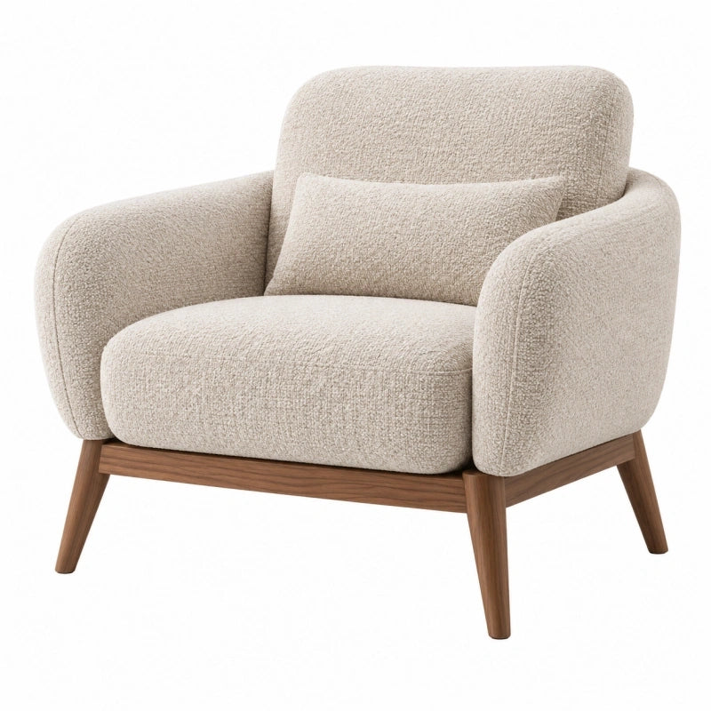 Sessel 90 x 85 x 82 cm Bouclé Stoff Creme Wohnzimmersessel Skandinavisch