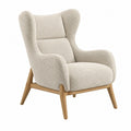 Ohrensessel 78 x 85 x 102 cm in Creme mit Bouclébezug und Holzgestell