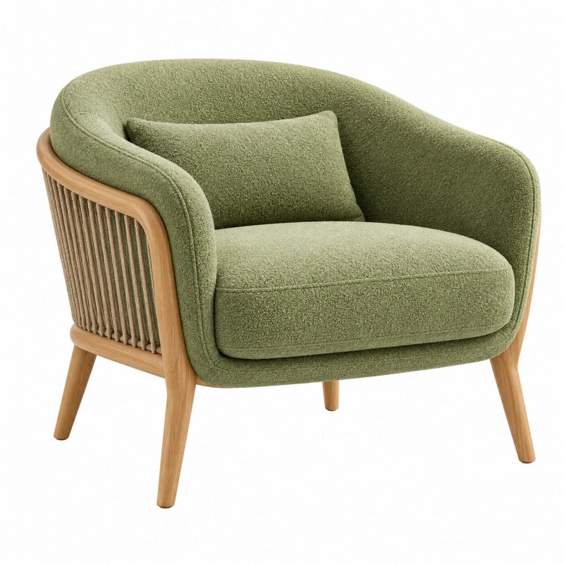 Sessel 78 x 75 x 78 cm Bouclé Grün Holzgestell mit Armlehnen