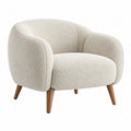 Bouclé-Sessel 78 x 75 x 76 cm Creme mit Holzbeinen - gepolstert