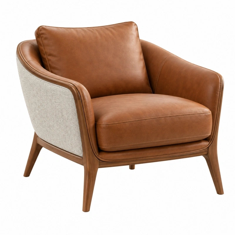 Polstersessel 78 x 82 x 86 cm Kunstleder Braun Beige Holzgestell Retro
