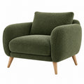 Sessel 88 x 82 x 80 cm Bouclé-Stoff Olivgrün mit Holzfüßen