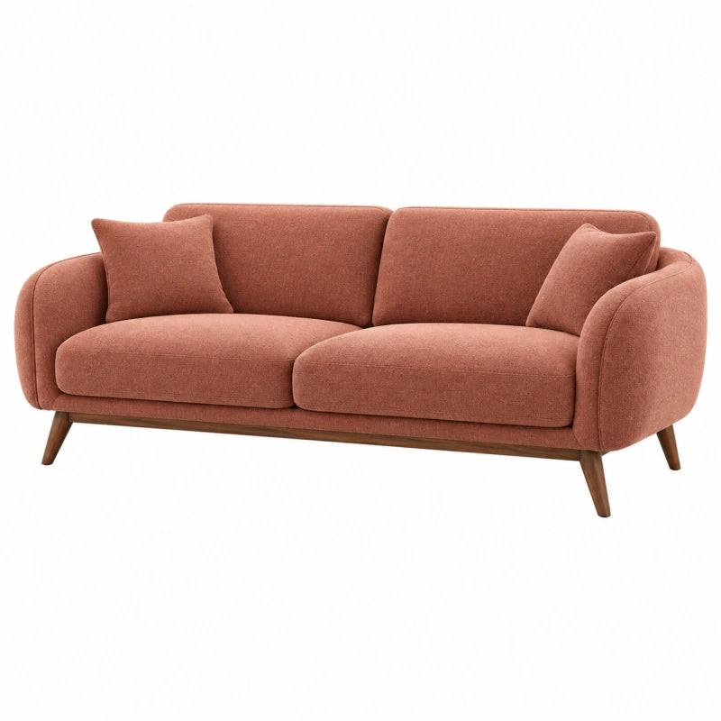 2-Sitzer-Sofa 180 x 85 x 82 cm Terrakotta Stoff Holzbeine skandinavischer Stil