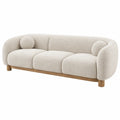 3-Sitzer Sofa 220 x 90 x 75 cm in Creme mit Bouclé-Bezug und Holzgestell - modern gepolstert