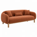 3-Sitzer Sofa 210 x 90 x 78 cm Terrakotta Textilbezug Holzgestell mit Rundarmlehnen