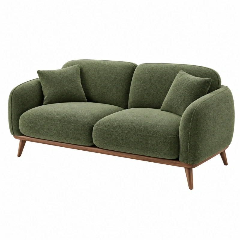 2-Sitzer Sofa 170 x 85 x 80 cm olivgrüner Stoffbezug Holzgestell Wohnzimmer Retro-Stil