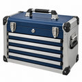 Werkzeugkasten 50 x 25 x 38 cm aus Metall in Blau Silber mit 5 Schubladen