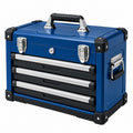 Werkzeugkasten 52 x 24 x 32 cm aus Stahl blau mit 3 Schubladen tragbar