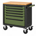 Werkzeugwagen 77 x 46 x 97 cm aus Stahl und Bambus Grün Schwarz mit 6 Schubladen